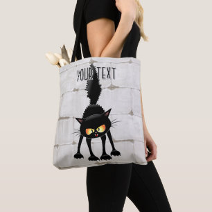 Funny Fierce Black Cat Cartoon  Tote Bag