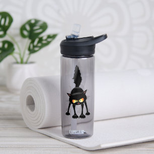 Funny Fierce Black Cat Cartoon  Water Bottle