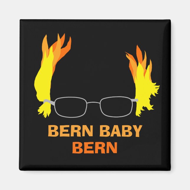 Funny Fiery Hair Bern Baby Bern Bernie Sanders Magnet (Front)