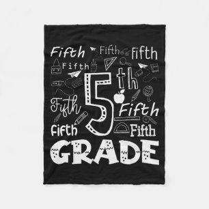 Funny Fifth Grade Doodle Tygraphy Birthday Design  Fleece Blanket