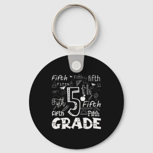 Funny Fifth Grade Doodle Tygraphy Birthday Design  Key Ring