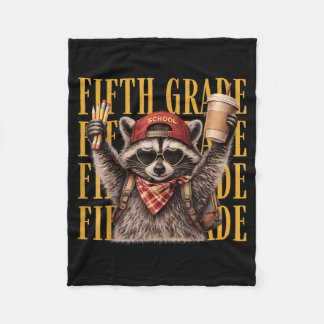 Funny Fifth Grade Teacher Fvibesl Racoon Back To Fleece Blanket