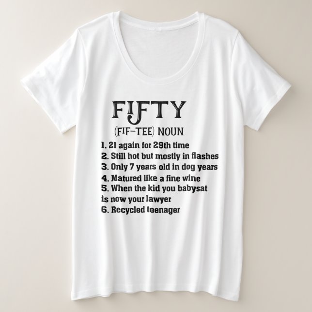 Funny Fifty definition birthday gift Plus Size T-Shirt (Design Front)