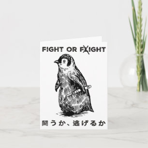 Funny Fight Or Flight Meme Penguin With Knife  Card