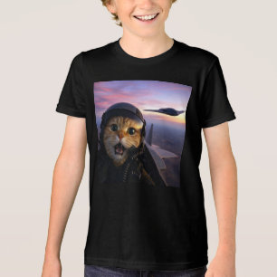 Funny Fighter Pilot Cat , Vintage Cat Wars , Cat M Tri-Blend Shirt
