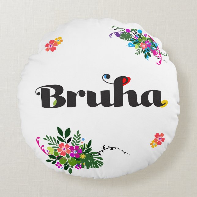 Funny Filipino Bruha Boho Round Pillow Pink (Front)