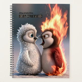 Funny Fire and Ice Penguin  Planner