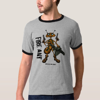 Funny fire ant with guns cartoon drawing t-shirt