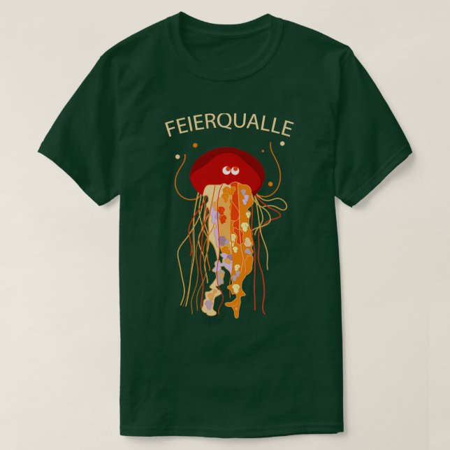 Funny fire jellyfish celebrates party T-Shirt (Design Front)