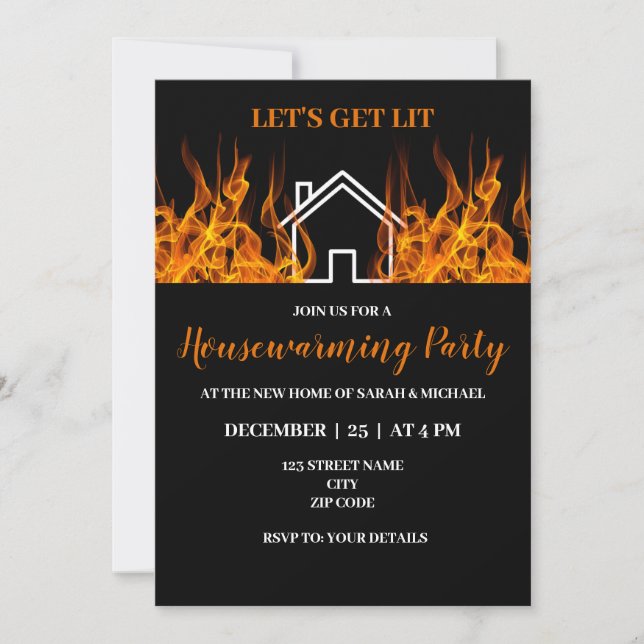 Funny Fire Themed Housewarming Party Invitation (Front)