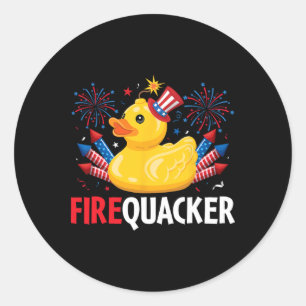 Funny Firecracker Duck 4th Of July  Classic Round Sticker