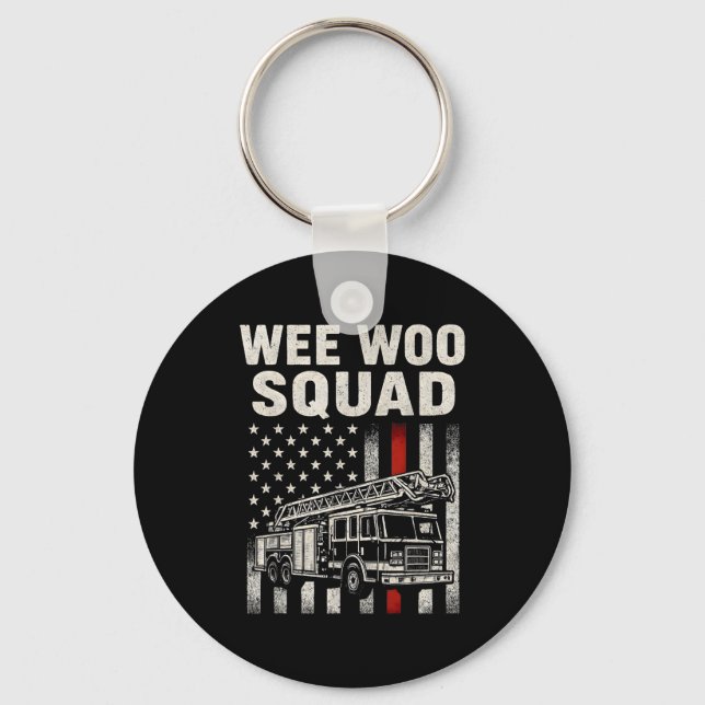 Funny Firefighter Art For Men Women Kids Fire Truc Key Ring (Front)