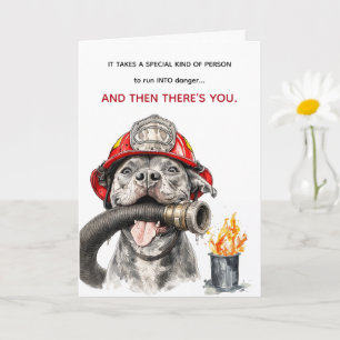 Funny Firefighter Birthday Card Coworker Dog Humor