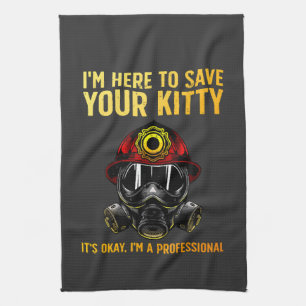 Funny Firefighter For Fireman Tea Towel