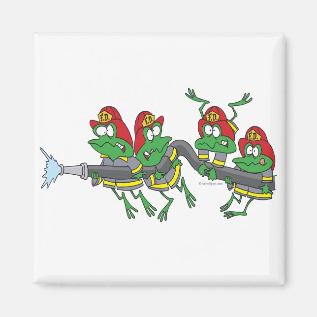 funny firefighter froggy frogs magnet (Front)