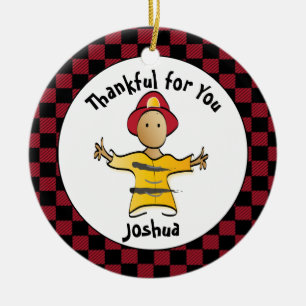 Funny Firefighter Gift - Thank You Fireman Ceramic Tree Decoration