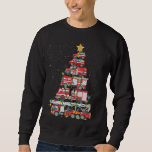Funny Firefighter Tree Fire Truck Christmas Merry Sweatshirt