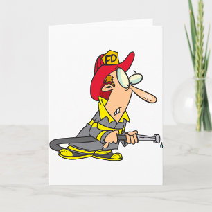 Funny Firefighter with Hose Emergency Responder  Card