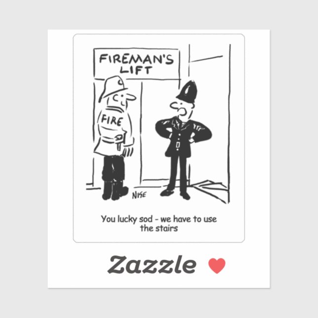 Funny Fireman Firefighter and Policeman Cartoon (Sheet)
