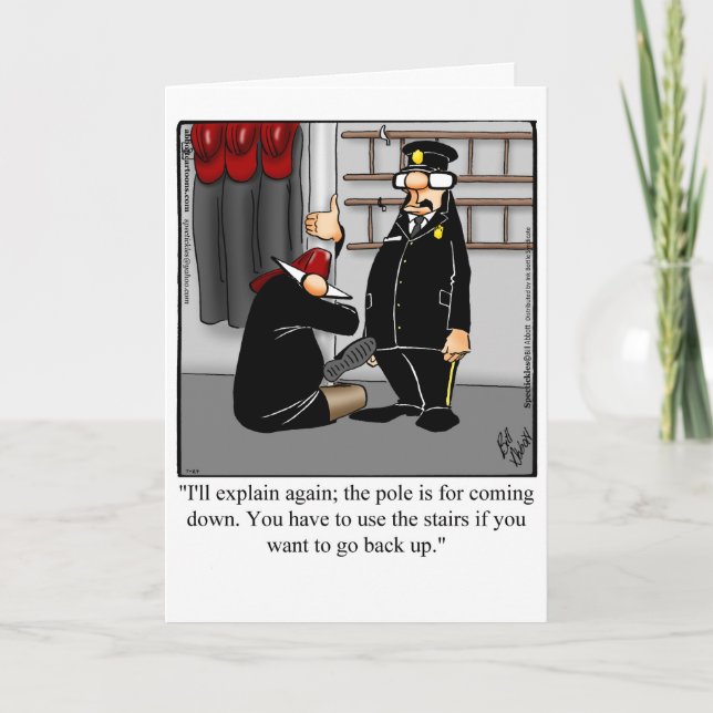 Funny Firemen Humour Welcome Greeting Card (Front)