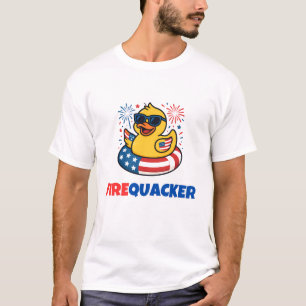 Funny Firequacker Duck Fourth July Humour T-Shirt