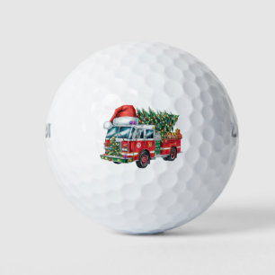 Funny Firetruck Santa Hat Christmas Tree Lights Golf Balls