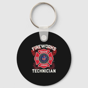 Funny firework technician boom squad safety key ring