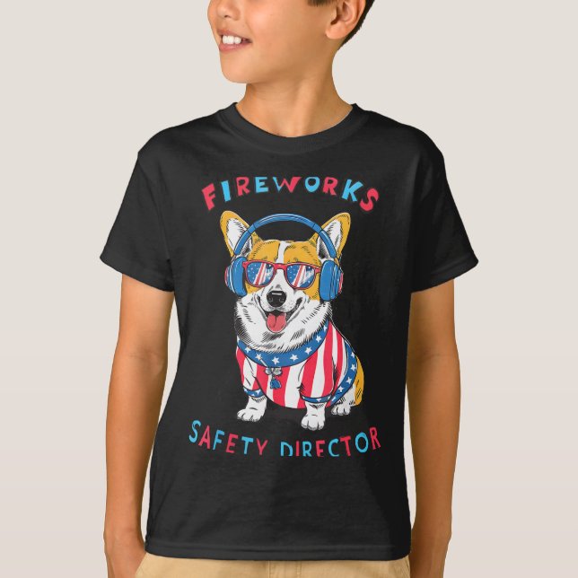 Funny Fireworks Safety Director Dog Technician Exp T-Shirt (Front)