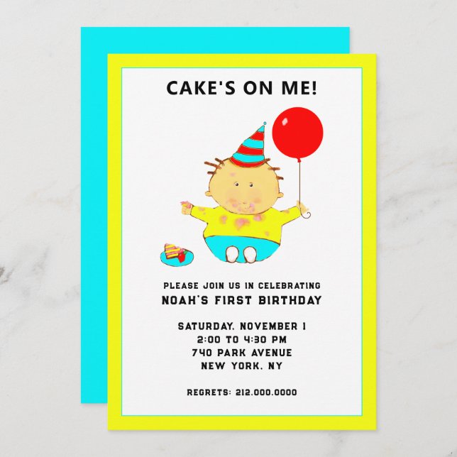 funny first birthday party invitation (Front/Back)
