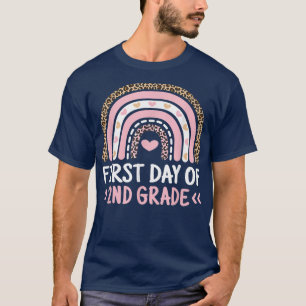 Funny First Day Of School 2nd Grade Leopard Rainbo T-Shirt