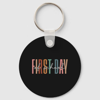 Funny First Day Of School Teacher Girls Retro Back Key Ring