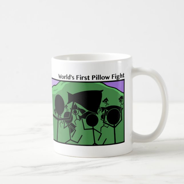 Funny First Pillow Fight Stickman Mug - 114 (Right)