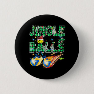 Funny First Xmas As A Dad Jingle Volleyball Papa U 6 Cm Round Badge
