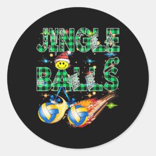 Funny First Xmas As A Dad Jingle Volleyball Papa U Classic Round Sticker