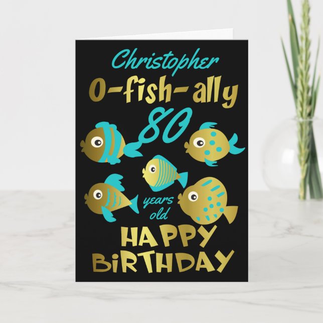 Funny Fish 80th Birthday Card (Front)