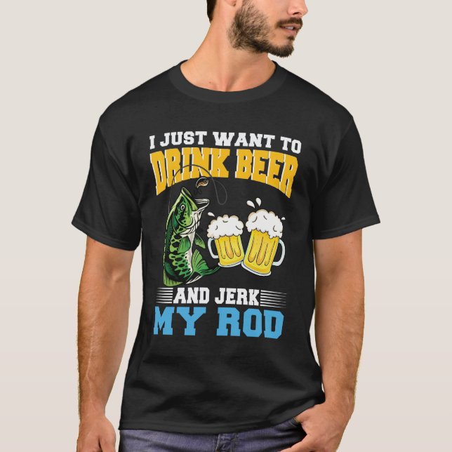 Funny Fish and Beer Angler Fisherman Fisher T-Shirt (Front)