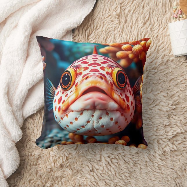 Funny Fish and Coral Close  Cushion (Blanket)