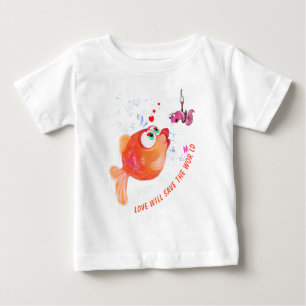 Funny  Fish and Worm Baby T-Shirt