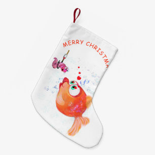 Funny Fish and Worm Christmas Stocking