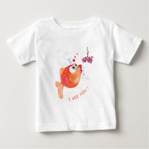 Funny Fish and Worm Love is Blind - Add Your Text Baby T-Shirt