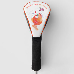 Funny Fish and Worm Love Romantic Cartoon Drawing  Golf Head Cover