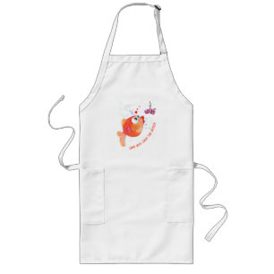 Funny Fish and Worm Love Romantic - Custom Text Long Apron
