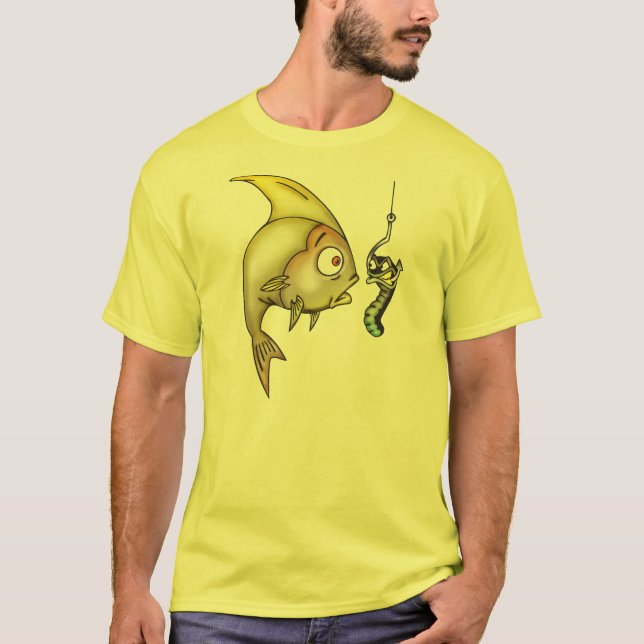Funny Fish And Worm T-Shirt (Front)