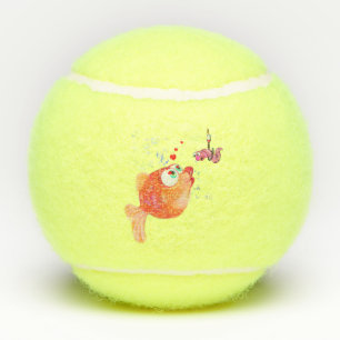 Funny Fish and Worm Tennis Balls