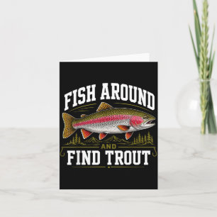 Funny fish around and find trout rainbow trout card