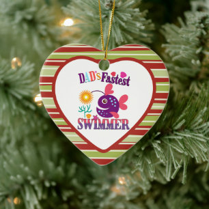 Funny fish baby joke dad's fastest swimmer ceramic tree decoration