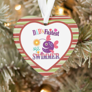 Funny fish baby joke dad's fastest swimmer ornament