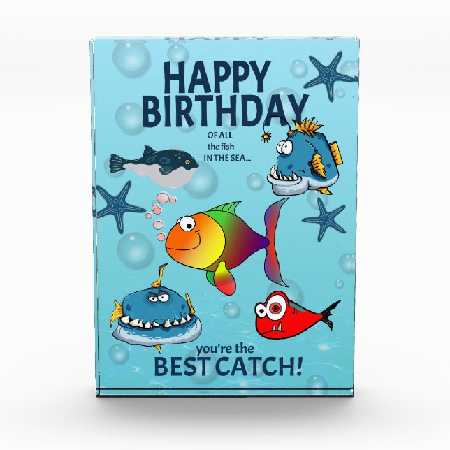 Funny Fish Birthday Photo Block (Front)