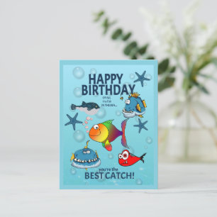 Funny Fish Birthday Postcard