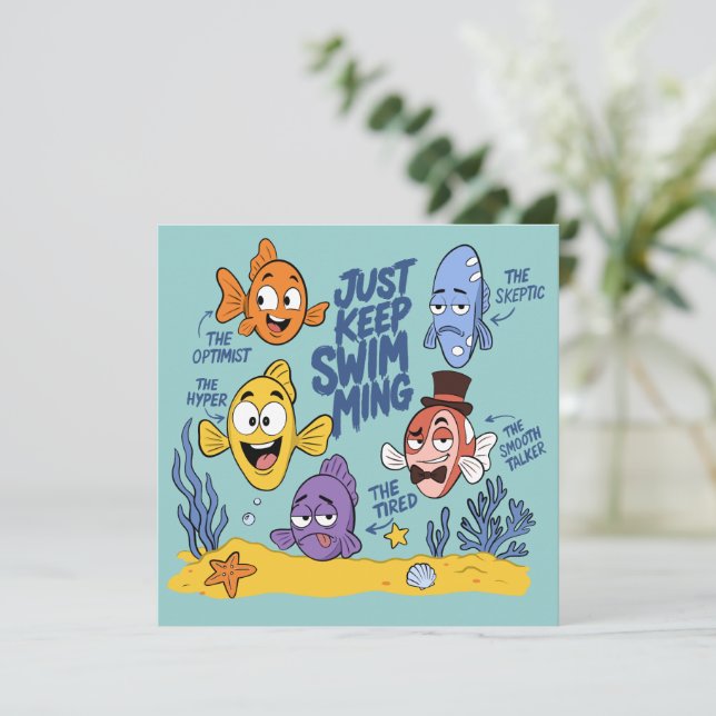 Funny Fish Characters Invitation (Standing Front)